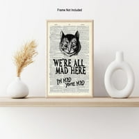 Shanski Poster - Svi smo ludi ovdje Print - Cheshire Cat Art - Alice Wonderland Art - Chic Poklon za