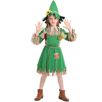 Gai Unise Halloween Kids Costume Party Children Cosplay Sweet Farecrow Girls kostim sa šeširom, zelenim,