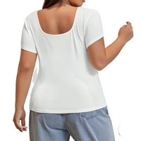 Ženski plus povremeni puni kvadratni kratki rukav bijeli plus majice