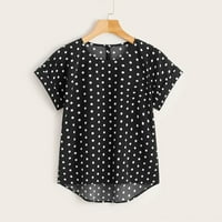 Ženske bluze Žene Ljetne casual Dot Print Tops kratkih rukava majice Bluza Crna XXL