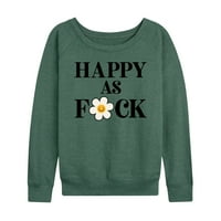 Instant poruka - sretna kao FCK Daisy - ženski lagani francuski Terry pulover