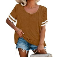 Ybenlow ženske majice kratki rukav labav tee ljetni casual vrhovi sa džepom