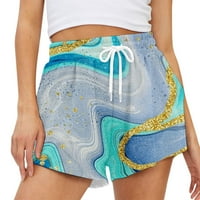 4. jula Ženske zglobove kratke hlače ženske tiskane modne ležerne kaiševe džepove kratke hlače Yoga