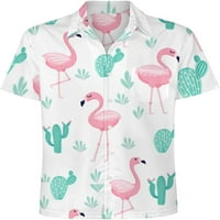Flamingos majica za muškarce Retro Big i visok gumb dolje majice Casual Aloha majice kratkih rukava