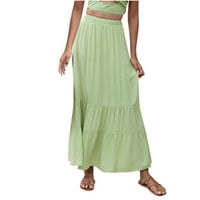 Maxi suknje za žene Solid ljetno plaža ruffle duga suknja casual cvjetne suknje za ljuljanje