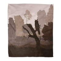 Bacajte pokrivače smeđa silueta sova u šumskoj letećim kajmorom za krajolik za hlađenje krajolika smrti
