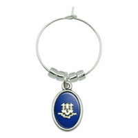 Connecticut State Flag Wine Stakle Ovel Charm Marker pića