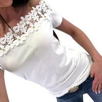 Modni ženski s ramena kratkih rukava čipka u šuplji bluza za majicu