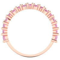 1. CT sjajan okrugli rez simulirani ružičasti dijamant 18k ružičast zlatni bend sz 8,75
