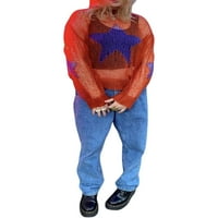 Ženski kukičani pletiv gornji pulover duks dugih rukava izdubljeni iz kašike Skraćene vratske majice