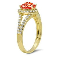 1. CT Sjajno srce Clear Simulirani dijamant 18k žuti zlatni halo pasijans sa Accentima prsten sz 4.75