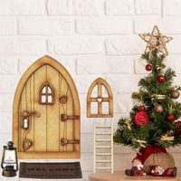 Set božićne minijaturne komplete, gnome vrata xmas set pribora, božićna gnoma vrata sa dodacima, božićne