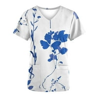 Majice u Inleife za žensko čišćenje modnih ženskih postrojenja V-izreza listova s ​​kratkim rukavima