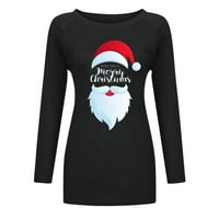 Ženska modna božićna štampa O-izrez majica dugih rukava Top bluza pulover hot8sl4869993