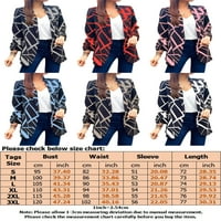 Rejlun Dame Geometrijska ispis odjeća MIDI Dužina otvorena prednja kardiganska jakna za jaknu Blazers