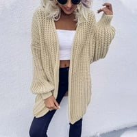 ChicCall ženski otvoreni prednji pleteni kardigan zimski pad džemper čvrsti dugi rukavi džemper kaput