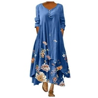 Plus size Žene oblače čišćenje Žene Ležerne prilike cvjetne haljine s dugim rukavima s dugim rukavima na prodaju