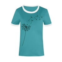 Košulje za žene Trendi grafički izrez za izrez kratkih rukava šivanje boje Boja maselion za ispis uzorak