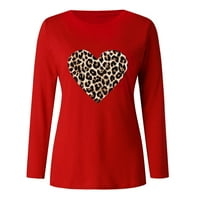 Košulje za žene o vratu Dugi povremeni Leopard u obliku srca Prin Ženski vježbanje