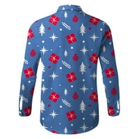 Muškarci Ležerne prilike dugih rukava Jesen Zimske božićne 3D tiskane košulje Modne top bluze majice