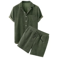 Muške casual kratke odjeće Ljeto rever sa čvrstim gumbom prema dolje od elastičnih šarkica i pantalone