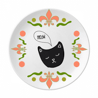 Crna mačka glava mewing životinjski cvijet keramika ploča ploča za jelo za večeru