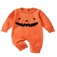 Toddler Baby Girl Boy Halloween Outfit s dugim rukavima Crew Crnet Thit Romper Smile lica s džemper