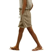 Ženske kratke hlače izdužene pune boje sa džepovima široke noge nasećene kratke hlače za žene kaki l