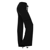 Posijego ženske teretne hlače prevelike elastične struine labave pantalone rastezanje šlag za planinarenje u džepu