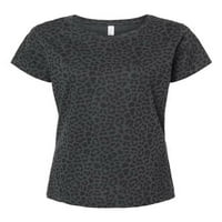 Ženski pamučni fini dres kratki rukav Moderna poluprikolica ženska majica-crna leopard tiska