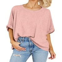 Majica Luxplum dame majica pune boje Ljetni vrhovi polovina majica sa rukavcem labav plaža pulover ružičaste