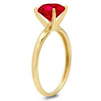 1.5ct okrugli rez crveni simulirani ruby ​​18k žuti zlatni godišnjički angažman prsten veličine 4,75