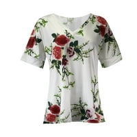 Grafičke majice za žene, Ljetna casual labava majica s V-izrezom Top bluza Ženske vrhove
