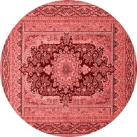 Ahgly Company u zatvorenom okruglom medaljonima crvene tradicionalne prostirke područja, 6 'krug