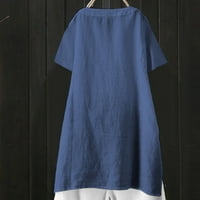 Hanzidakd vrhovi za ženske majice plus size za žene labave gumb prema dolje bluza štand sa čvrstim rukavom