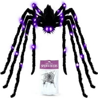 Auyaya Halloween ukrasi 4FT gigantski pauk i 40g pauk Web vanjski zatvoreni plišani pauk zastrašujuće