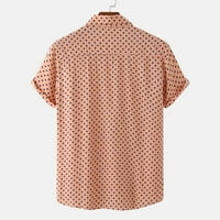 Pamučna posteljina bluza za muškarce rever labavi kratki rukav plus veličina boja majica za patchwork