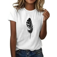 Žene Ljeto TOP Ležerne prilike za perje Print majica Modni labavi kratki rukav majica s dugim rukavima