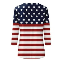 Gyujnb Womens T majica Američka košulja za zastavu Košulje za žene za žene okrugli vrat rukave za žene