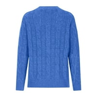 Košulje s dugim rukavima za žene Dressy modni dugi rukav V-izrez pulover pune boje casual bluza plava