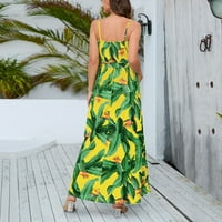 Yoolin ženska ljetna casual tiska Split boemska haljina za plažu bez leđa