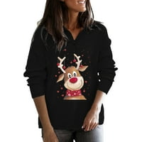 Žene smiješne božićne majice slatka plus veličina ružnih božićnih džemper dukseri Dressy casual bejzbol