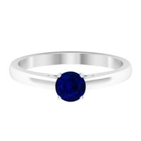 Rosec Jewels Blue Sapphire Prsten za pasijans za žene, 14k bijelo zlato, SAD 6,00