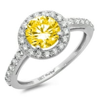 1.86ct okrugli rez žuti simulirani dijamant 14k Bijelo zlato Graviranje Izjava bridalne godišnjice Angažman vjenčanje halo prstena veličine 6.25