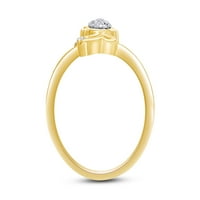 Bijeli prirodni dijamantski modni prsten u 14K žutom zlatu preko srebra sterlinga
