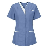 Pejock Ženske sestre Tunic Uniform Clinic Carer V-izrez Zaštitne bluze Košulje Tops plave s