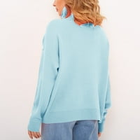 Dvije odijelo za žene ženski džemper modna boja visoki vrat pleteni džemper veliki okrugli vrat pletiva Atletski stil odijela