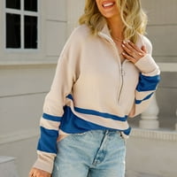 Ženski džemper za kornjače prevelike patentni zatvarač Pleteni pulover dugih rukava pune boje labave