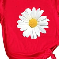 Leesechin Womens Tops ponude plus veličina kratkih rukava cvjetna sitnica od suncokreta o-izrez majica