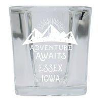 Esse Iowa Suvenir Laserski gravirani kvadratni bazni alkoholni piler Shot Glass Adventure čeka dizajn